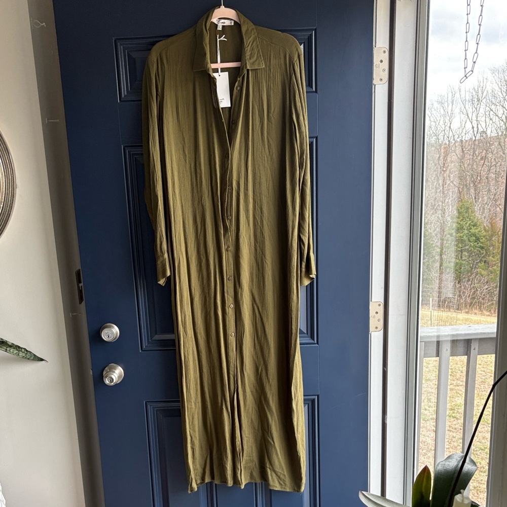 Elegant Olive Green Long Sleeve Dress